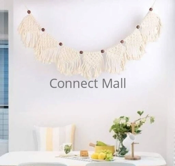 Macrame Handmade  Handicraft OffWhite Wall Hanging/ Wall   Decor 5.7 inch long Toran for living and Room  -  Free Size,  Handicraft,  Totan,  Pack of1